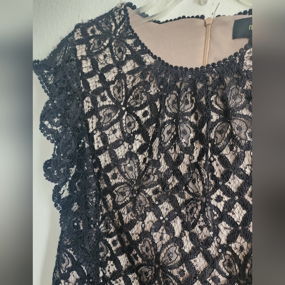 Maia Black Lace Sequin Angel Wing Zip Back Women's Dress Sz 10 (NWT) - Picture 2 of 12